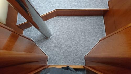 Interior loop pile carpet on a sailing boat in Chichester Marina