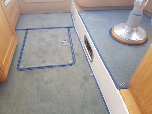 Interior Boat Carpet with contrasting whipping around all edges