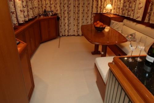 Fully fitted boat carpet on a Fleming 55